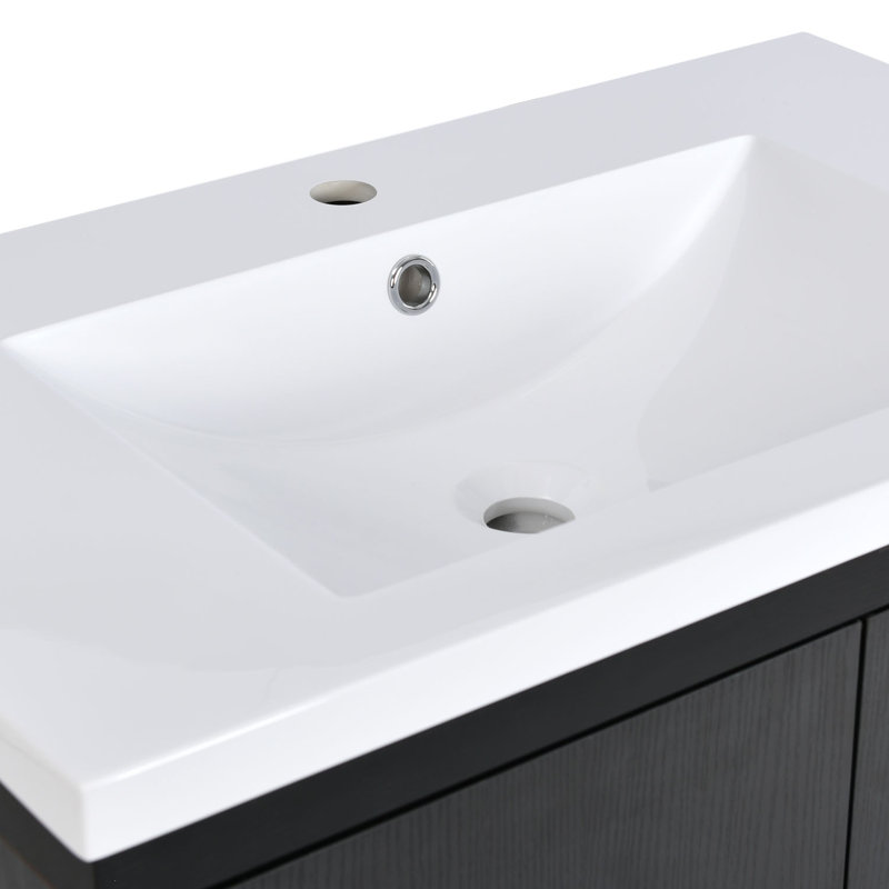 60" Double Bathroom Vanity With Resin Top, Black
