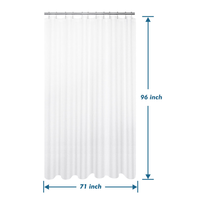 Rideau de douche à tissage gaufré, Blanc, H 96 po x l 71 po