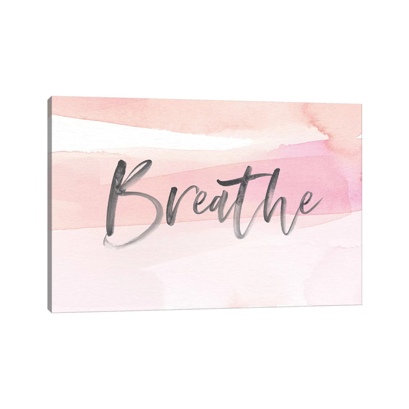 Breathe - reproduction d'art textuel sur toile tendue, H 12 po x l 18 po x 1,5 po