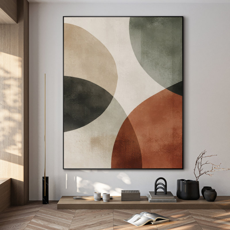 Très grand art mural imprimé sur tissu - Moderne, abstrait, en forme d'arche, motif géométrique à blocs de couleurs pour le salon ou la chambre à coucher - «Assemblage requis du cadre (cadre non fini)»