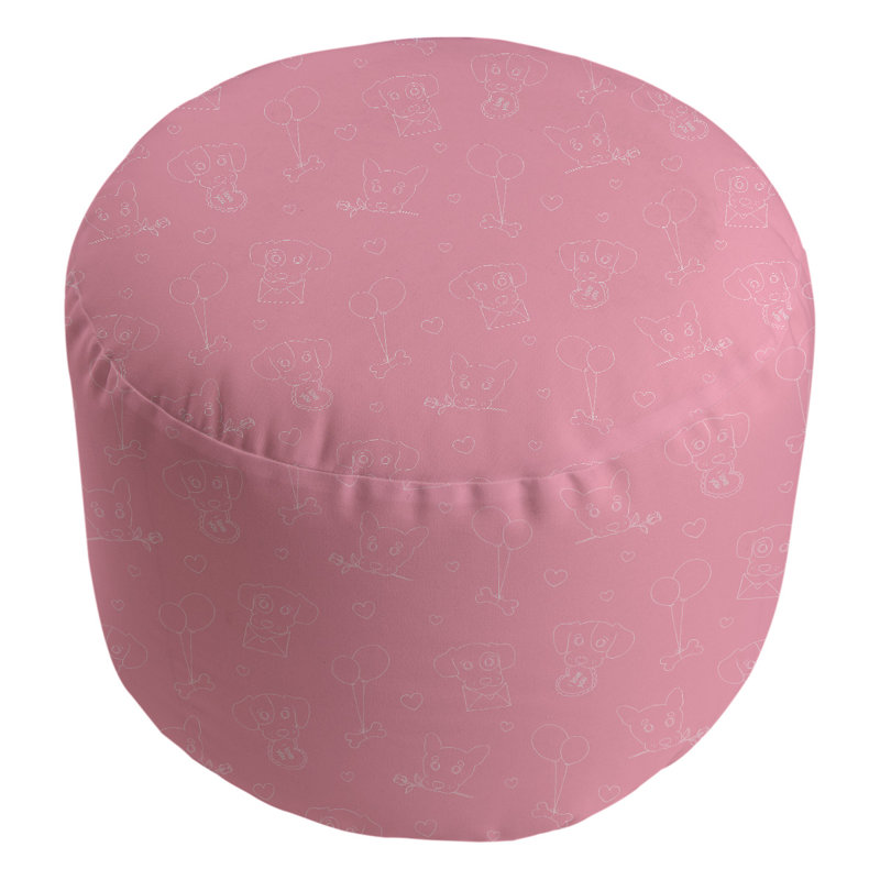 Upholstered Pouf, Dark Pink