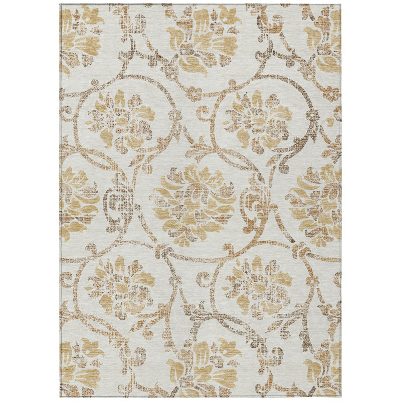 Sokaina Washable Floral Indoor / Outdoor Rug, Rectangle 8' x 10'