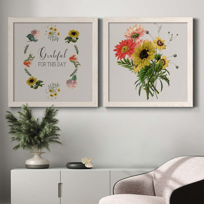 " Grateful " 2 - Pieces, 35.5" H x 71" W x 1.5" D, White Framed Paper