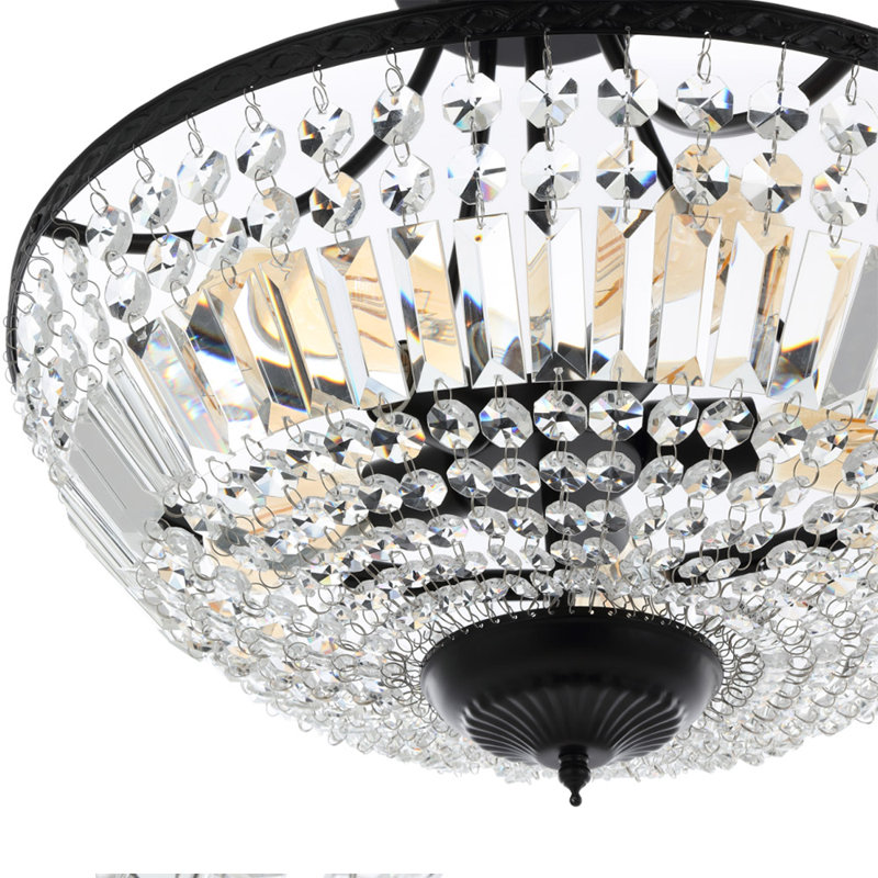 Follett 5-Light Dimmable Crystal Empire Chandelier, Black