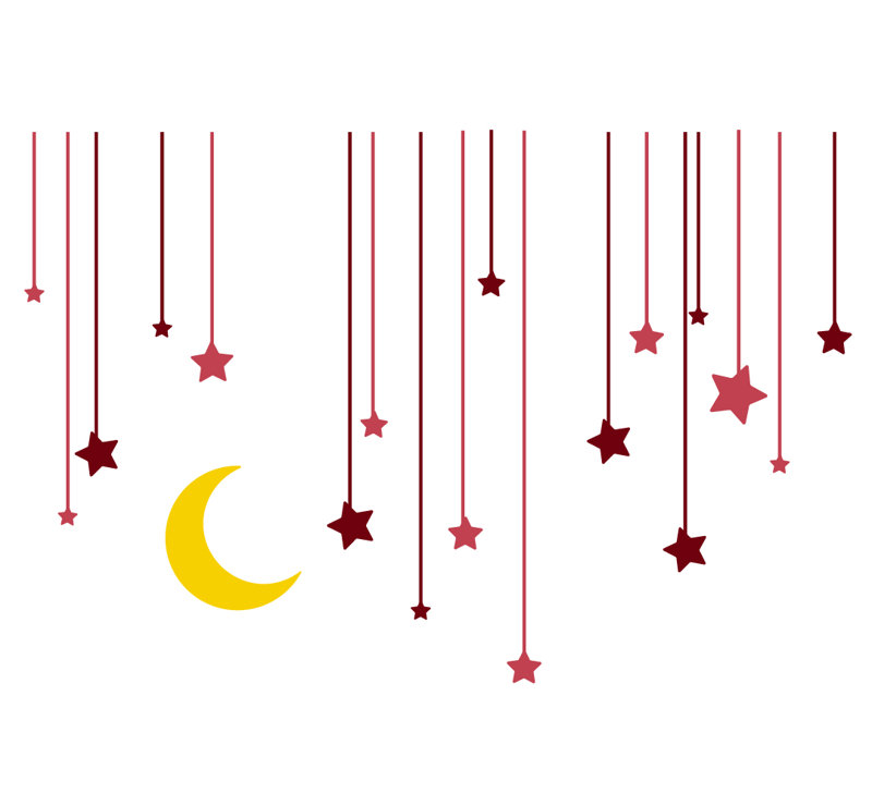 Décalcomanie murale étoiles suspendues, H 26 po x l 40 po x P 0,01 po, Rouge / jaune