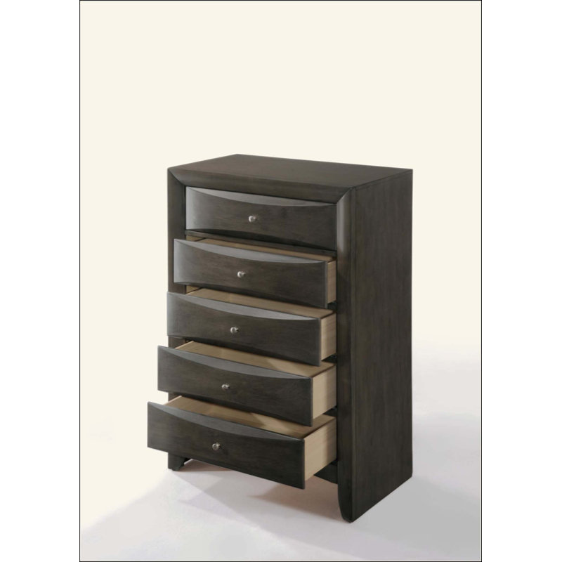Commode à 5 tiroirs avec menuiserie à queue d'aronde anglaise durable et rangement spacieux pour les chambres modernes