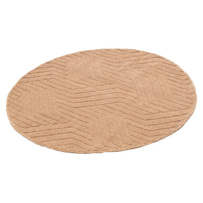 One-of-a-Kind Round 4'0" X 4'0" New Age Round Wool Area Rug Tan