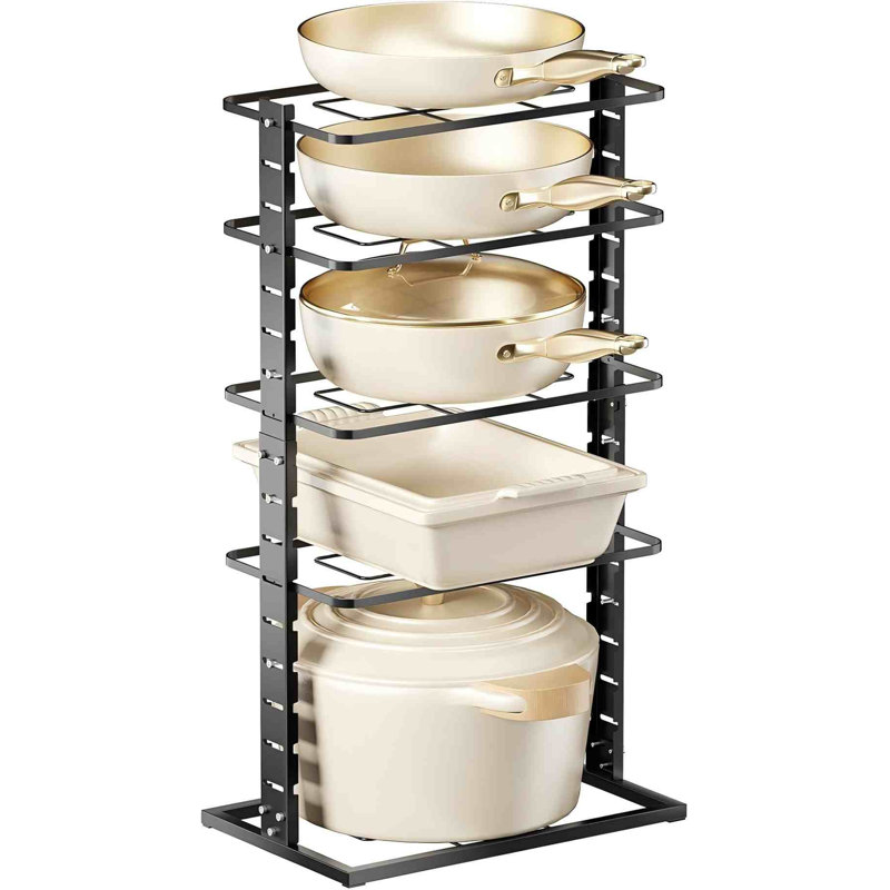 Organisateur de casseroles et poêles à placer sous un meuble, modèle à 5 niveaux et double colonne