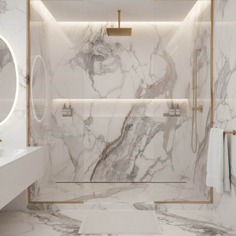 Oro Polished Shower Wall System Kit (5-Piece)