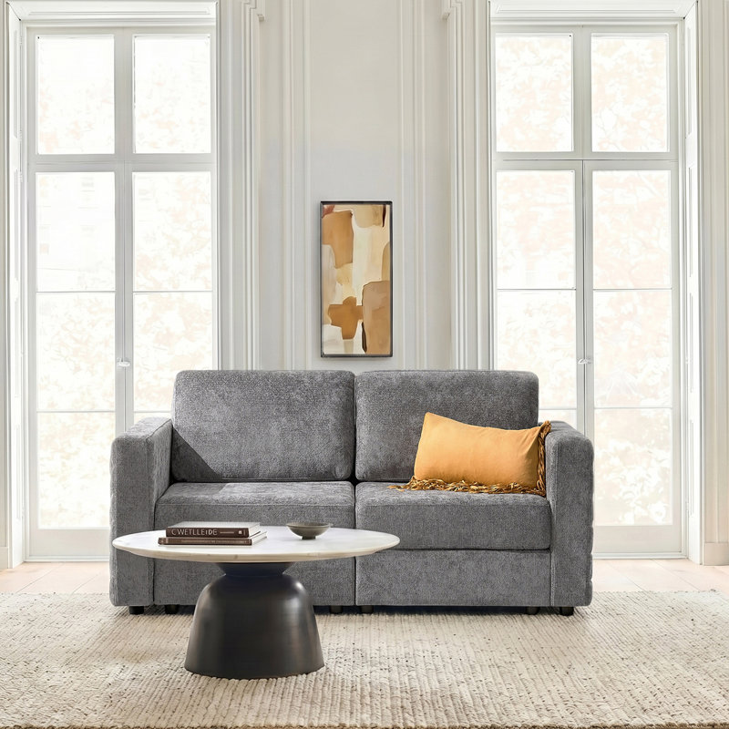 Canapé de rangement modulaire Jagger, Gris, H 35,5 po x l 65,5 po x P 34,25 po, 2