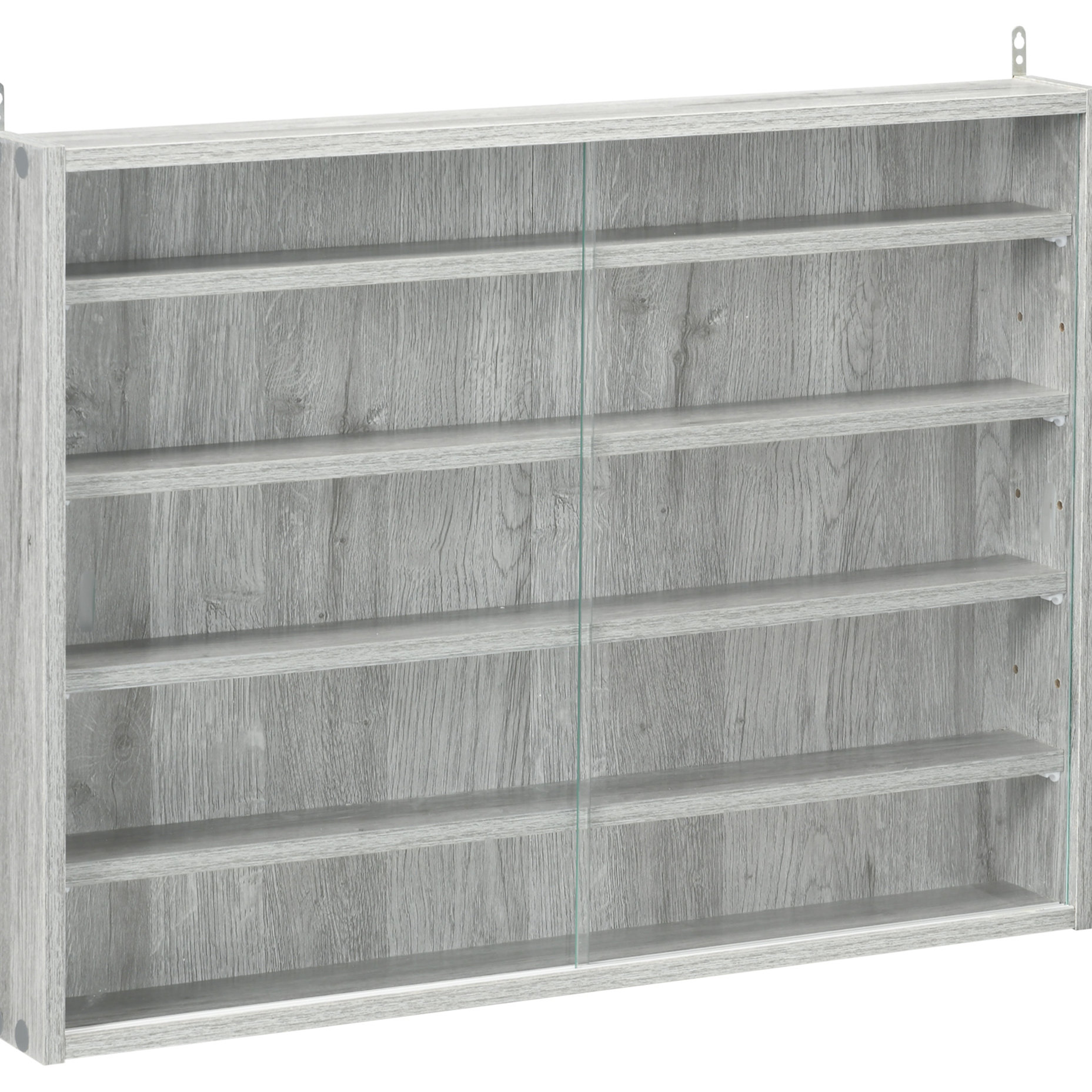 Latitude Run® 2-Door Grey Display Cabinet With 5 Adjustable Shelves ...