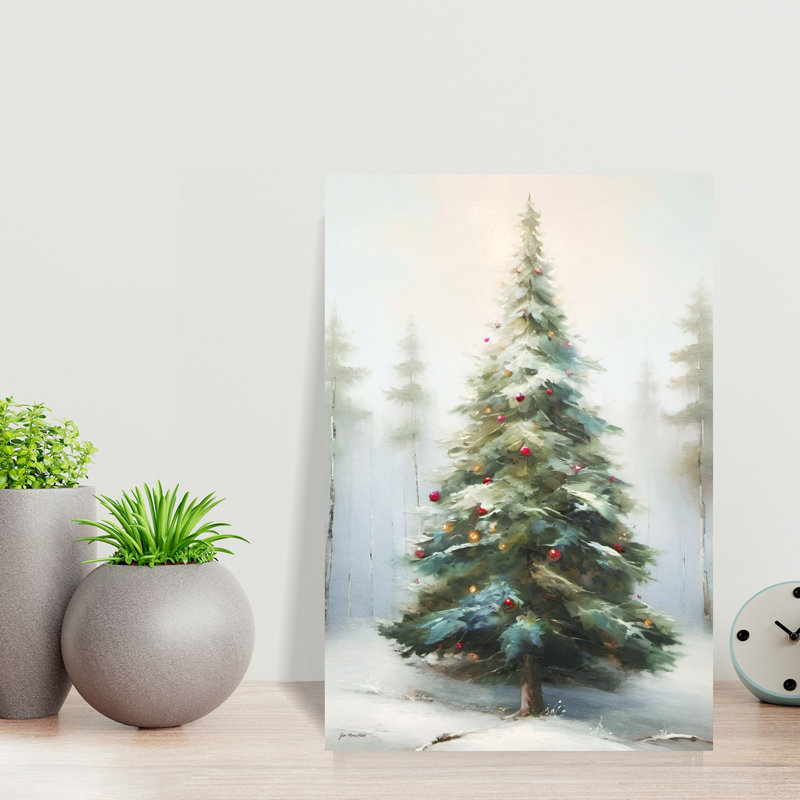 Art contemporain, paysage de forêt de sapin de Noël moderne et rustique, H 18 po x l 12 po