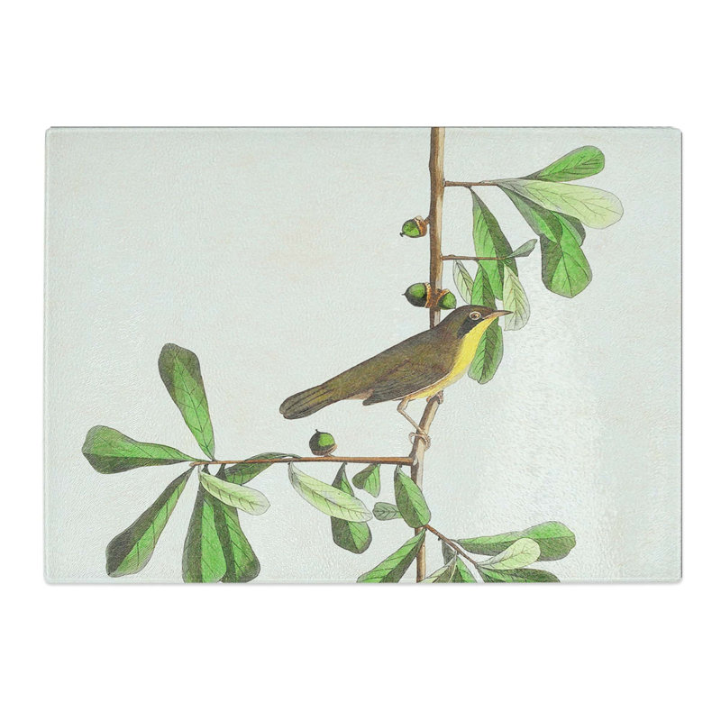 Tempered Glass Roscoes Throat Bird by John James Audubon Chopping Board, 28.5 cm W x 20 cm L