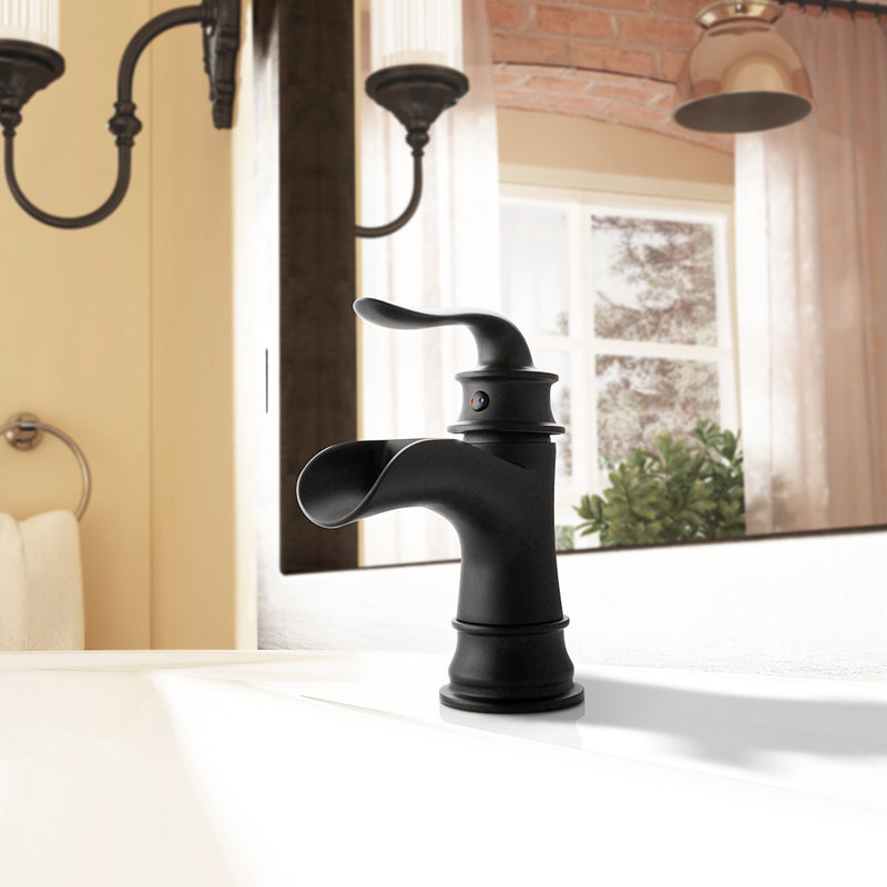Single Hole Bathroom Faucet with Drain Assembly, Matte Black