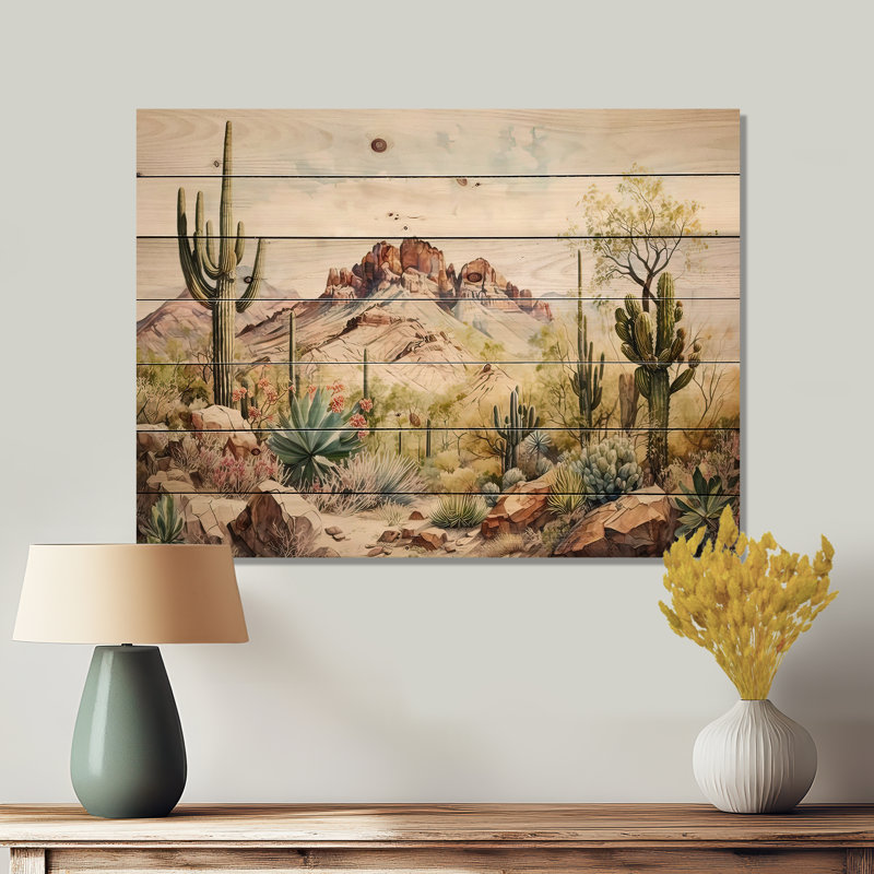 Marche - Paysages, décor sur bois de pin naturel, H 24 po x l 32 po