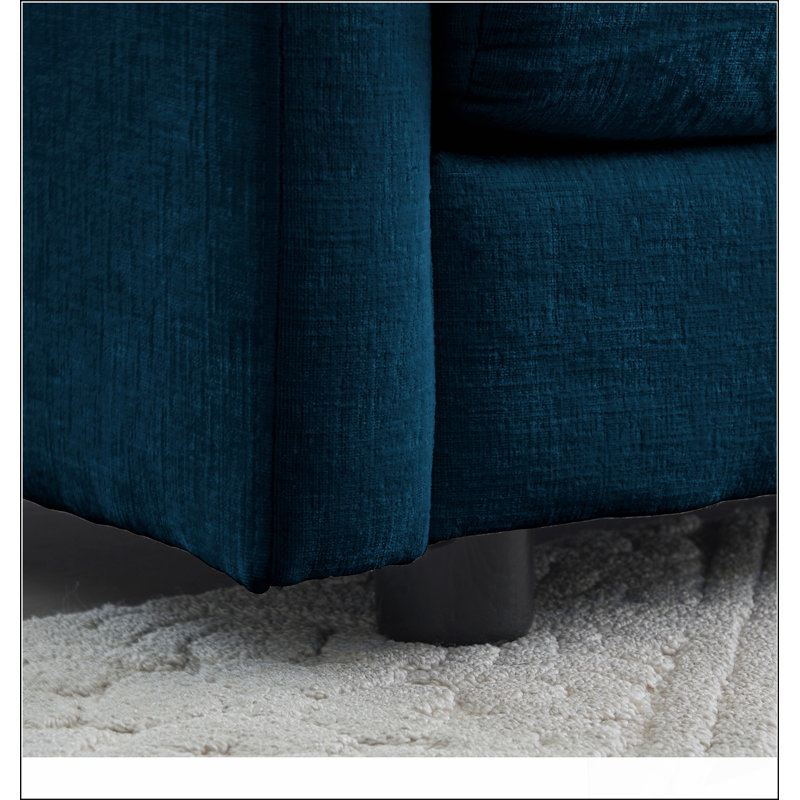Canapé 3 places avec 2 accoudoirs et 3 coussins décoratifs, canapé pour le salon Chenille, Bleu