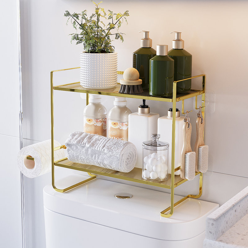 Metal Bathroom Shelves, Gold