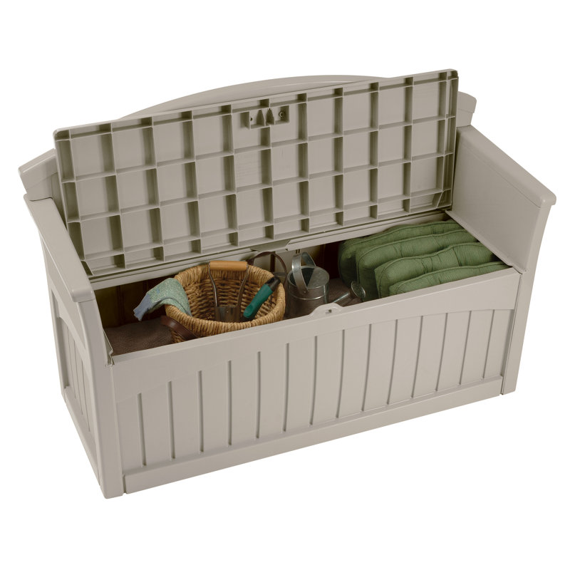 Banc de rangement pour patio 50 gallons Suncast - Taupe clair