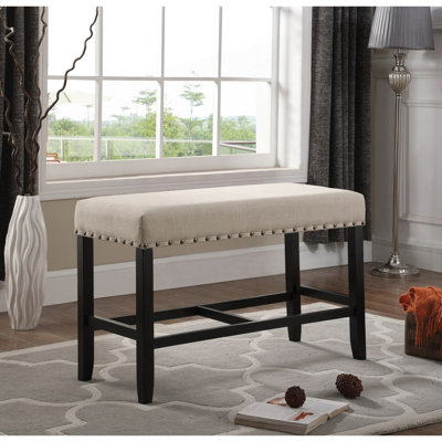 Banc rembourré, banc de salle à manger rustique contemporain, banc à hauteur de comptoir avec garniture cloutée