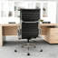 Chaise de bureau noire en cuir véritable avec structure en aluminium, chaise de bureau d'ordinateur-843969344