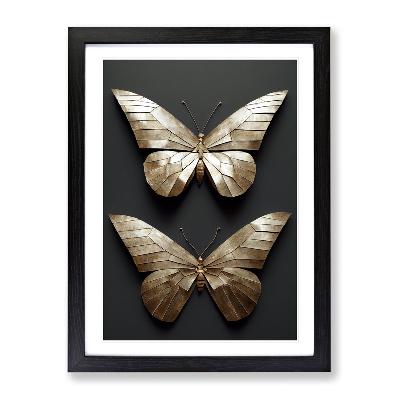 Metal Butterflies - Framed Print, Black, 64cm H x 46cm W
