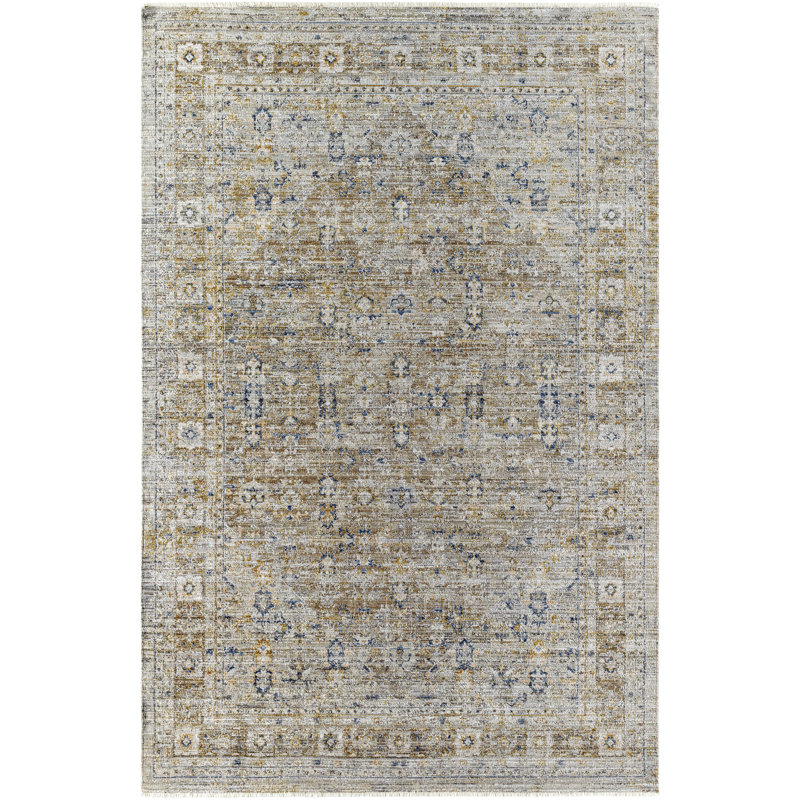 Margaret Gray and Taupe Synthetic Washable Rectangular Area Rug