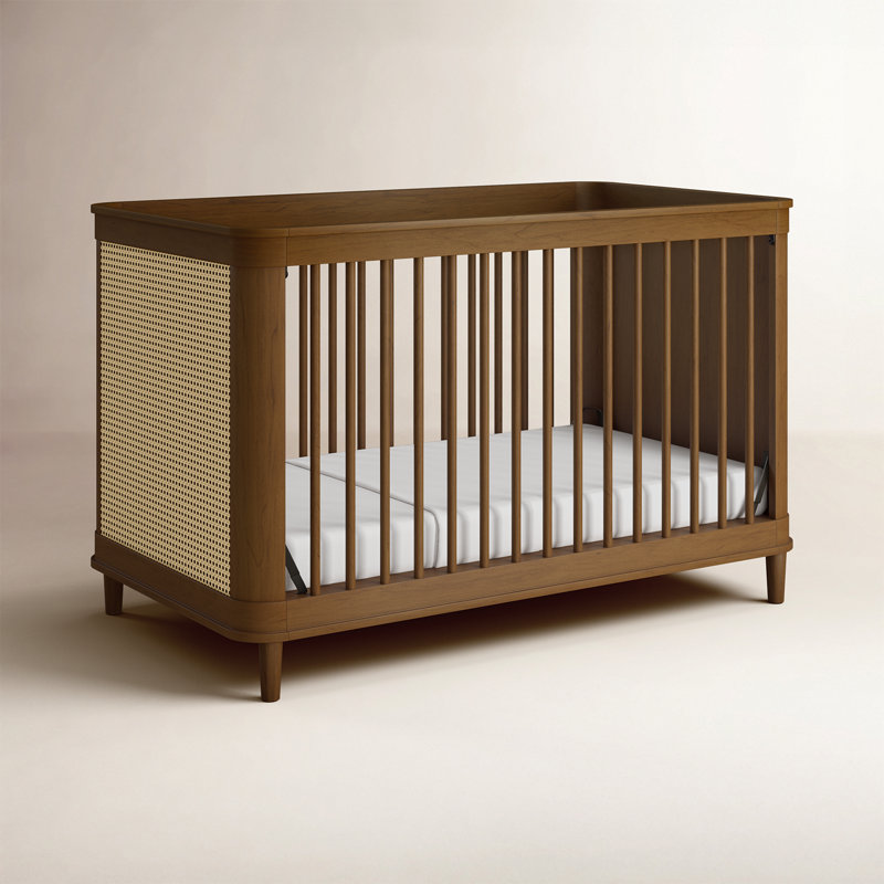 Marin with Cane 3-in-1 Convertible Crib, Natural/Walnut
