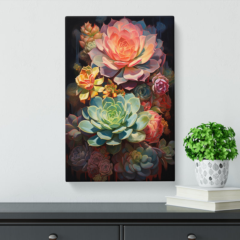 Succulent Contemporary No.2 - Wrapped Canvas, 76cm H x 50cm W x 3cm D