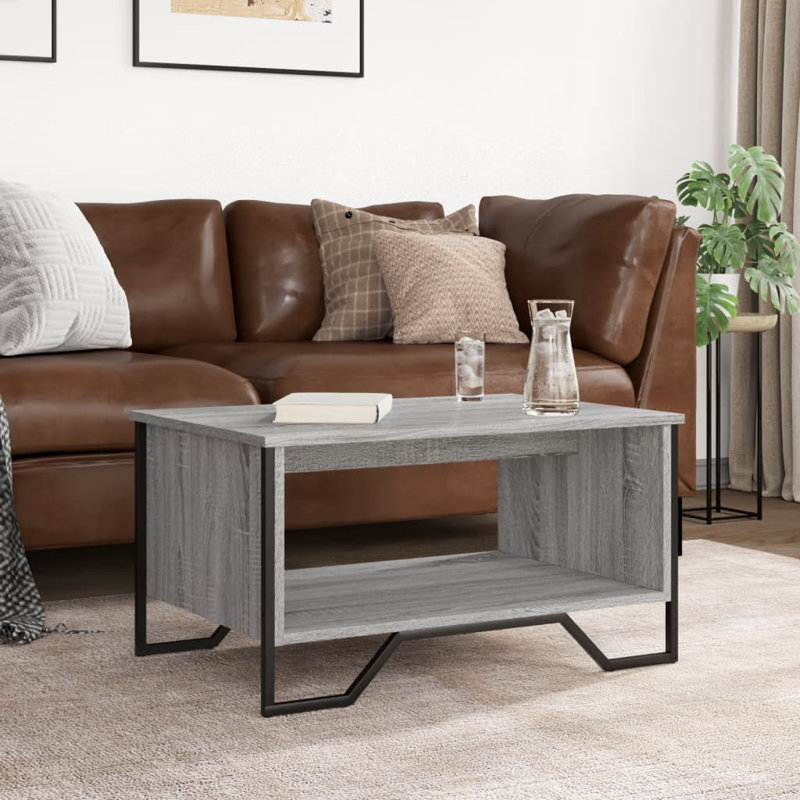 Akkie Coffee Table with Storage, 40cm H x 75cm L x 51cm W, Black, Black
