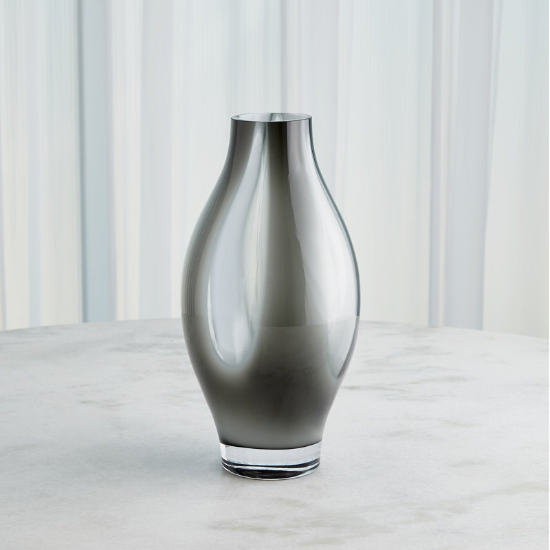 Glass Table Vase, 15.75" H x 8.25" W x 8.25" D, Gray
