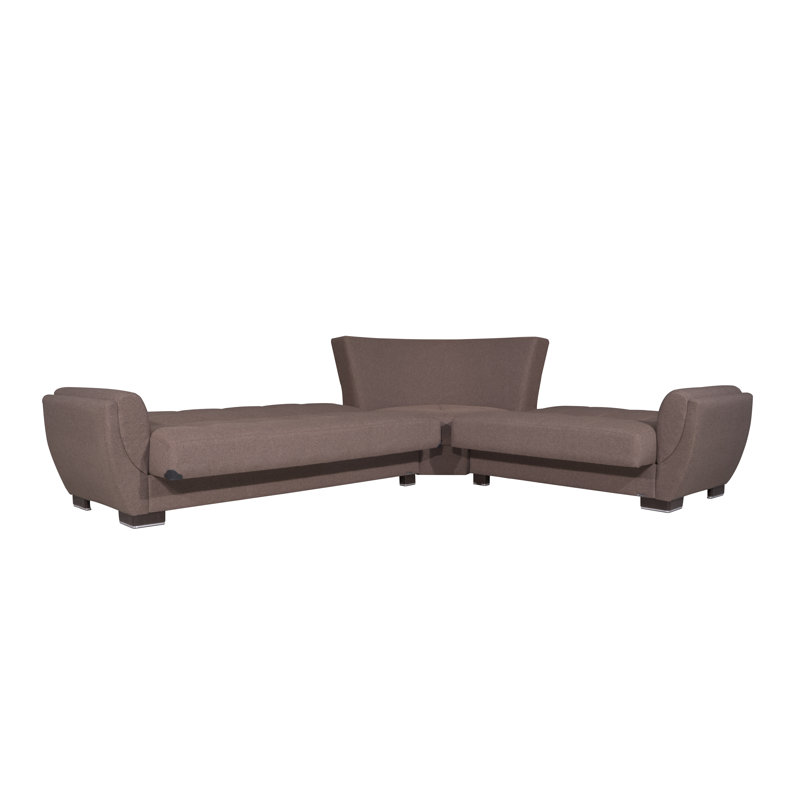 Annalice Air Reversible L-Shaped Sleeper Sofa Sectional w/ Storage Seats for Living Room, Dark Beige Microfiber/Microsuede