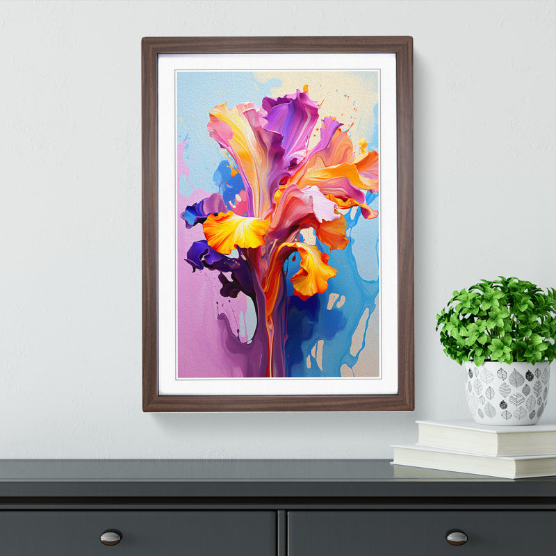 Iris Flower Pop - Framed Print, Walnut Framed, 34cm H x 25cm W x 2cm D