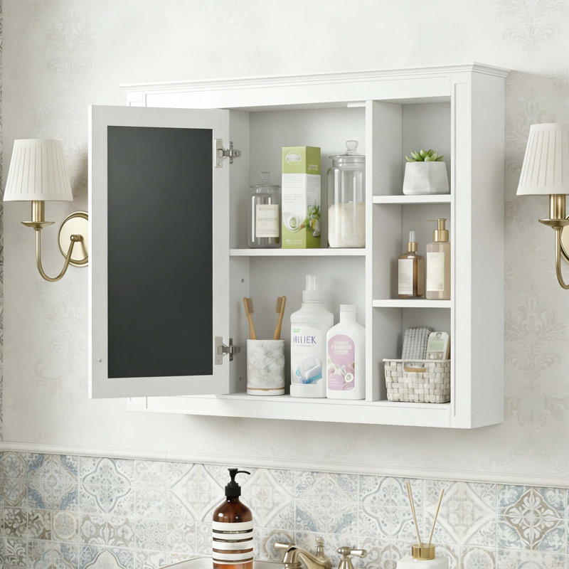 Armoire murale contemporaine pour salle de bain avec miroir, armoire de rangement murale élégante pour les essentiels du quotidien