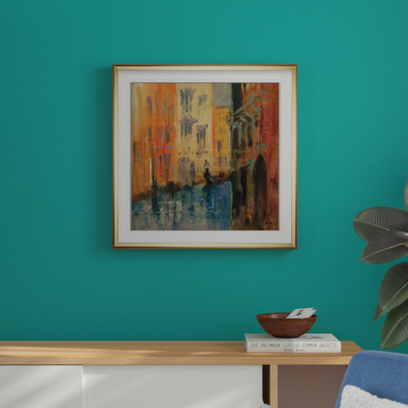 « v’enice i », peinture, H 28 po x l 28 po x P 2 po, Cadre doré