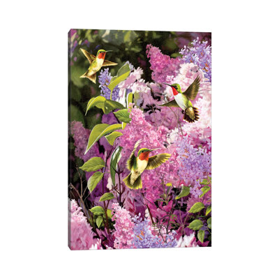 Humingbirds And Lilac by Greg & Company - Wrapped Canvas Print