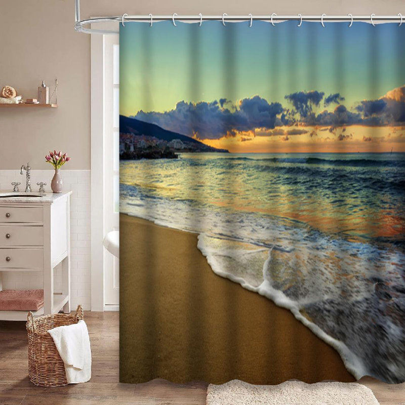 Rideau de douche Beach Sunset Sky Cloud Twilight avec 12 crochets, L 72 po x l 72 po