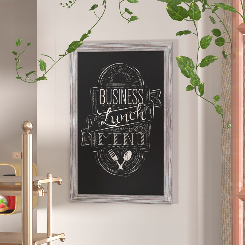 Whitewashed Pine Wood Magnetic Chalkboard Sign 36" x 24"