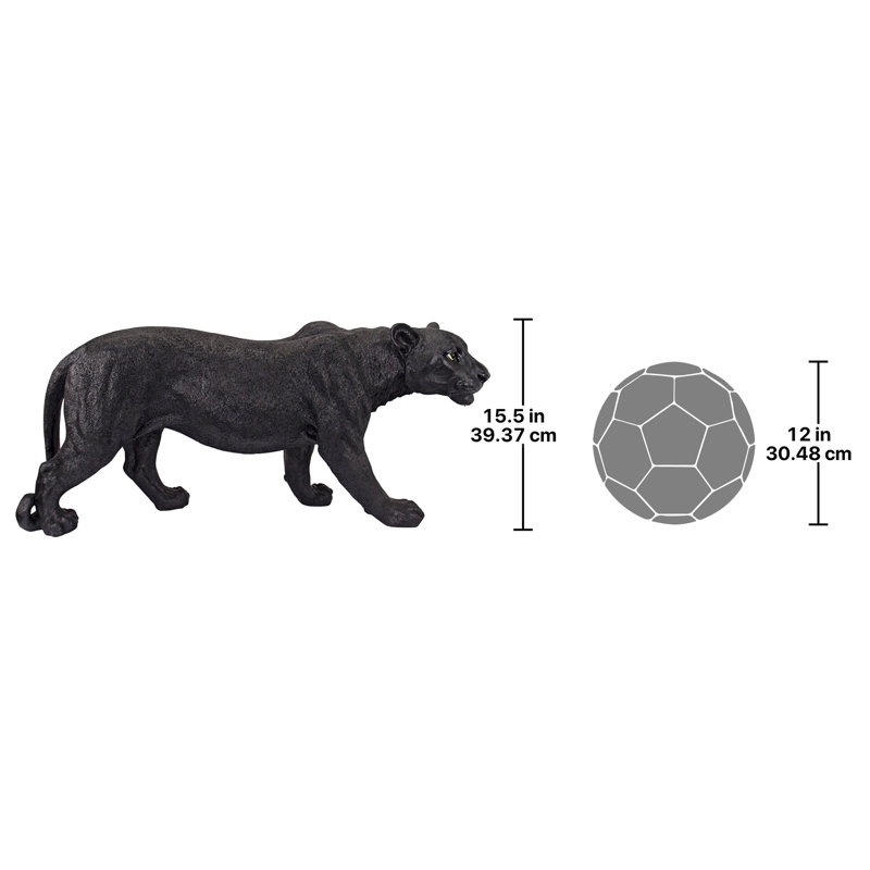 Large Black Resin Panther Garden Statue
