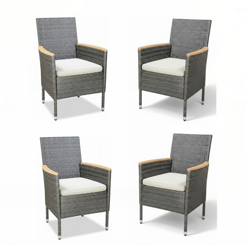 4 chaises de patio en rotin toutes saisons 4 pièces avec coussins épais et amovibles pour un confort extérieur et une durabilité accrue