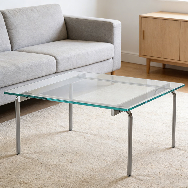 Table basse carrée en verre trempé de conception moderne