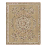 Rug & Kilim’S Aubusson Style Rug In Gold And Beige With Floral Medallion