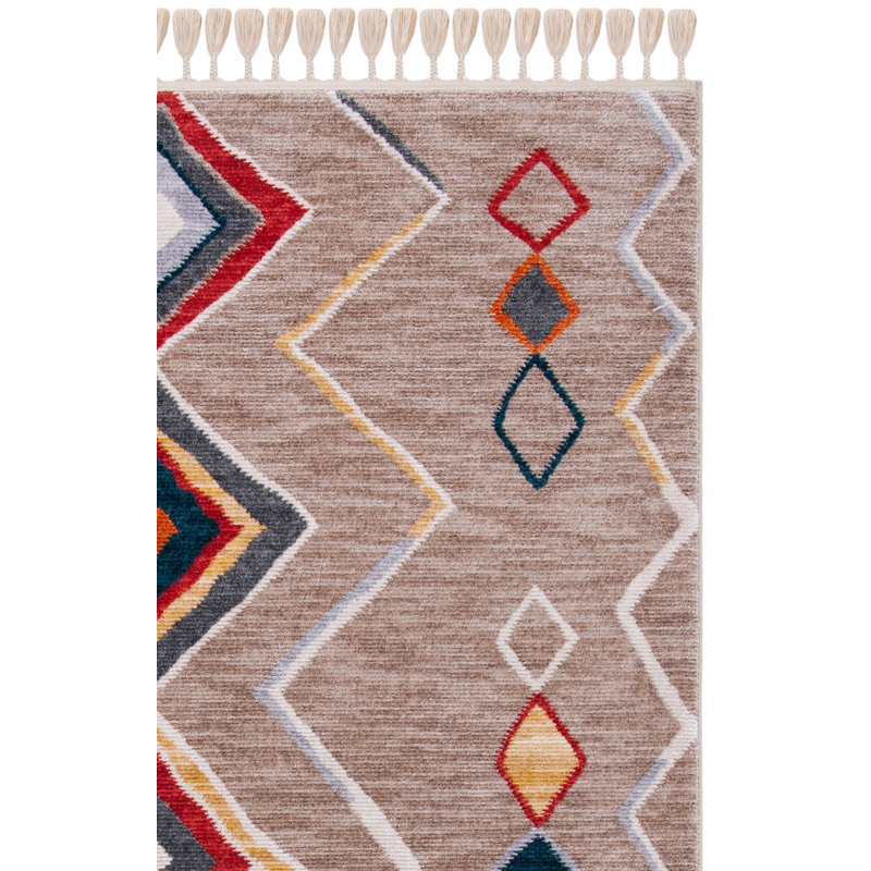 Tapis beige / orange Roisin Southwestern, Carré 6 pi 7 po