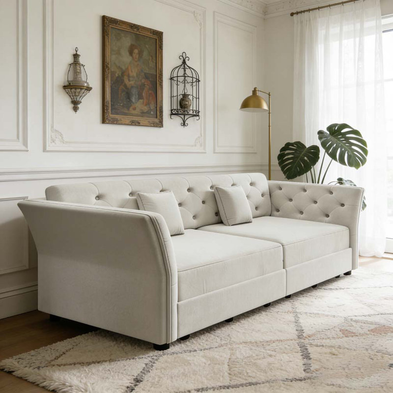 Grand canapé-lit 74,4 po, Gris clair