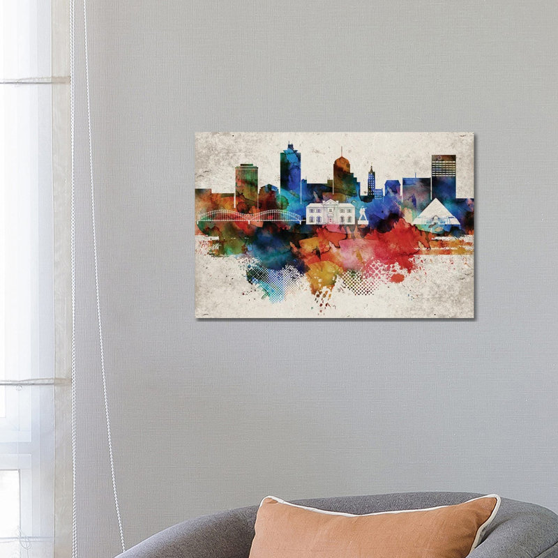 Memphis Abstract Skyline by WallDecorAddict - Wrapped Canvas Painting, 66.04 cm H x 45.72 cm W