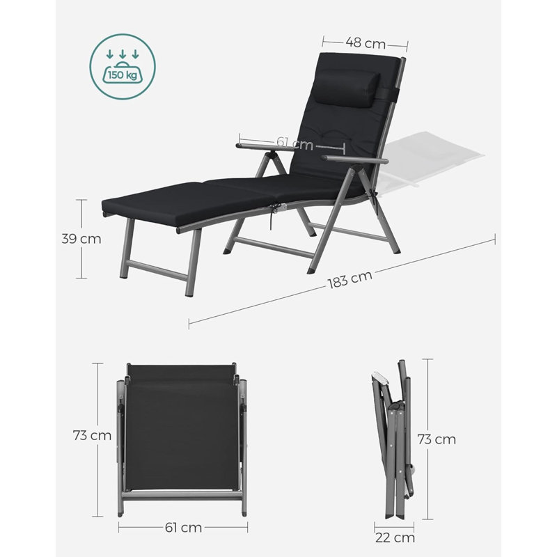 Chaise longue rembourrée Esabella, Noir