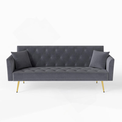 Modern Convertible 72 Inch Foldable Sleeper Sofa With Tufted Design For Small Spaces And Multi-Functional Use.
