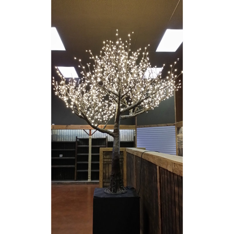Arbre à saule de 8 pieds, sans feuilles, lumières à DEL blanc chaud