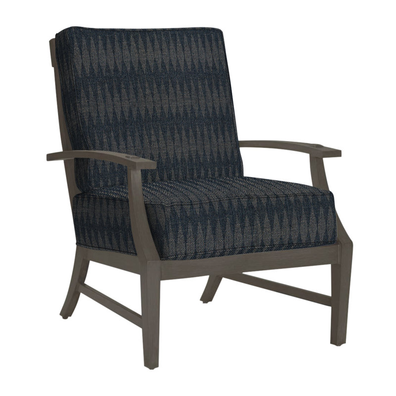 Croquet Patio Chair with Cushions, Slate Gray, Rollo Chambray InsideOut® Linen, Welt