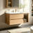 Latrey 36'' Single Bathroom Vanity with Ceramic Sink, Natural Wood Cabinets with 2 Drawers