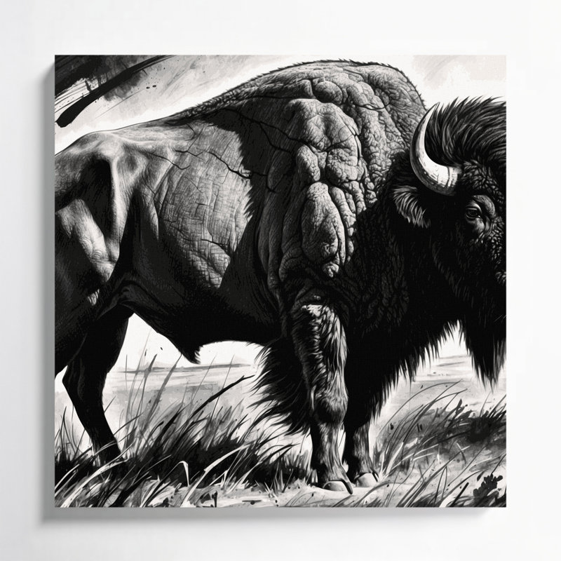 Faune, bison américain, art mural sur toile, H 8 po x l 8 po